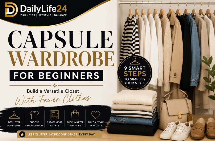Capsule wardrobe for beginners showing versatile clothing essentials and wardrobe planning