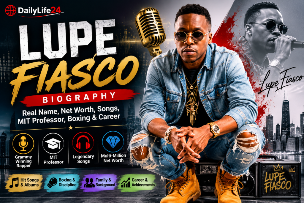 Lupe Fiasco biography featuring his music career, net worth, albums, teaching career, and influence on hip-hop.